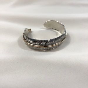 Sterling Silver+gold Feather Cuff like James Avery